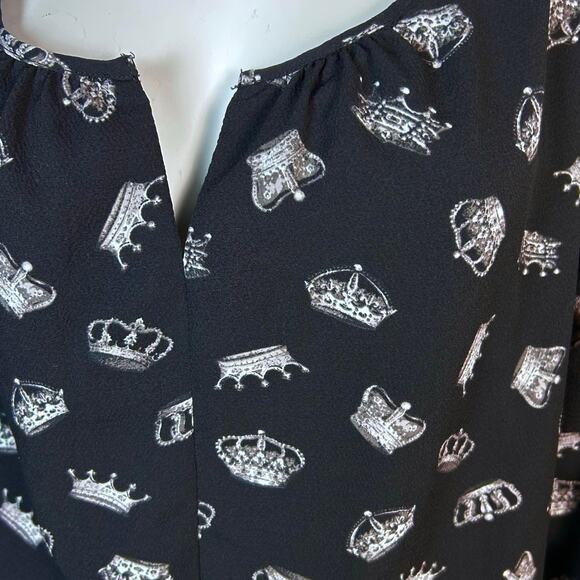 Thakoon for Design Nation top women's XL peasant royal crown punk black - Picture 3 of 8